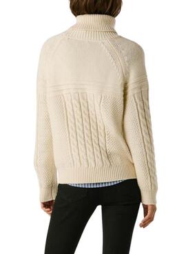 Pullover Pepe Jeans Caresse geflochten in Beige für Damen