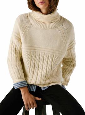 Pullover Pepe Jeans Caresse geflochten in Beige für Damen