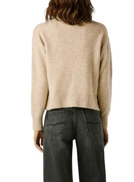 Pullover Pepe Jeans Cecil in Beige mit Rundhalsausschnitt für Damen.