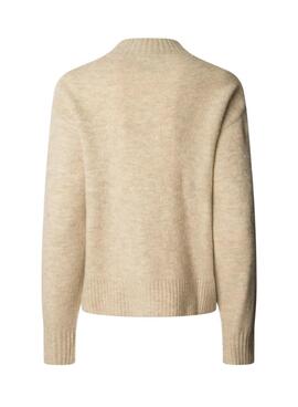 Pullover Pepe Jeans Cecil in Beige mit Rundhalsausschnitt für Damen.