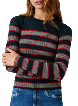 Pepe Jeans Clarisse gestreifter Rippenstrick-Jersey für Frauen