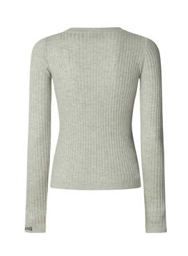 Pullover Pepe Jeans Carla Rippstrick grau für Damen
