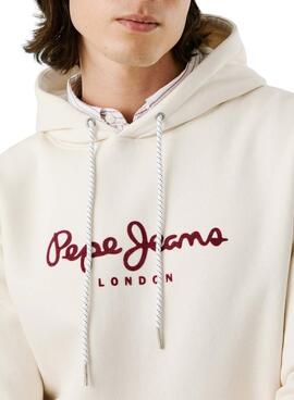 Sweatshirt Pepe Jeans Macbeth Kapuze mit beige Logo für Herren