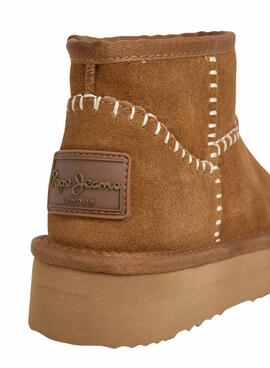 Stiefeletten Pepe Jeans Dissy Etnic mit camel-farbener Plateausohle für Damen.