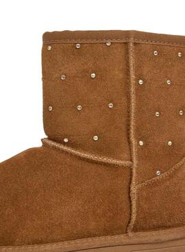 Stiefeletten Pepe Jeans Diss West aus Wildleder mit Nieten in Kamelfarbe für Damen