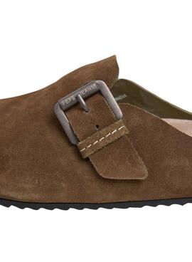 Pepe Jeans Corby grüne Wildleder-Clogs für Damen
