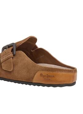 Pepe Jeans Holzschuhe Corby aus Kamel-Wildleder für Damen