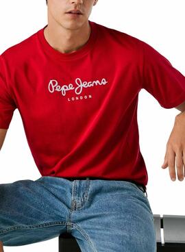 T-Shirt Pepe Jeans Eggo rot Logo für Herren