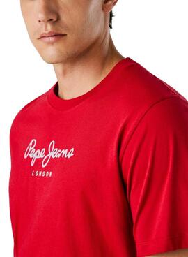 T-Shirt Pepe Jeans Eggo rot Logo für Herren