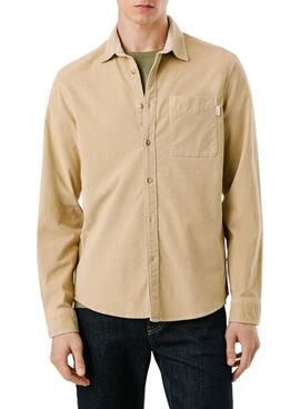 Hemd Pepe Jeans Clayton aus beigem Cord für Herren