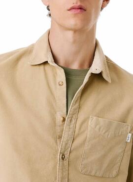 Hemd Pepe Jeans Clayton aus beigem Cord für Herren