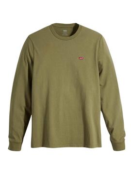T-Shirt Levis Original Housemark in Grün mit langen Ärmeln für Herren.
