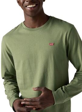 T-Shirt Levis Original Housemark in Grün mit langen Ärmeln für Herren.