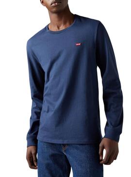 Levis Original Housemark T-Shirt in Blau mit langen Ärmeln für Herren