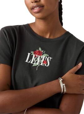 T-shirt Levis Graphic Boxy schwarz Rosen für Damen.