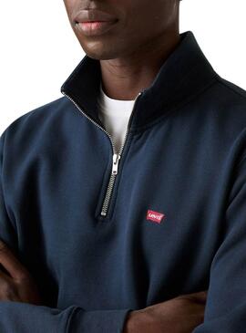 Sweatshirt Levis Original Housemark halber Reißverschluss Marineblau für Herren