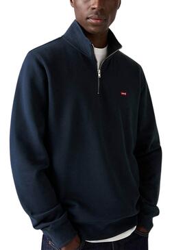 Sweatshirt Levis Original Housemark halber Reißverschluss Marineblau für Herren