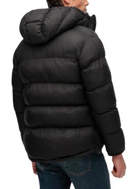 Gepolsterte Superdry Hooded Tech Padded Jacke in Schwarz für Herren.