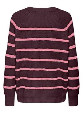 Pullover Only Mally rot und marine gestreift für Damen