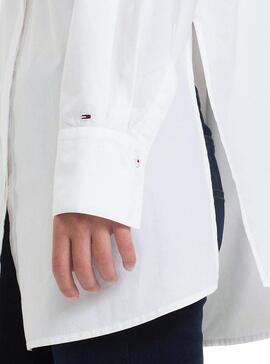 Hemd Tommy Jeans Solid Detail Weiße Damen