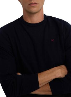 Marineblauer Basic-Silbon-Pullover für Herren.