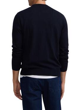 Marineblauer Basic-Silbon-Pullover für Herren.