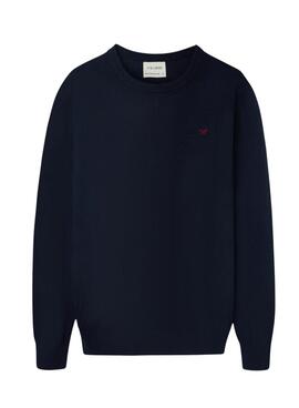 Marineblauer Basic-Silbon-Pullover für Herren.