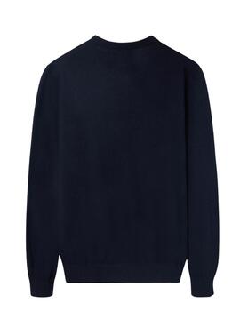Marineblauer Basic-Silbon-Pullover für Herren.