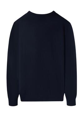 Marineblauer Pullover Silbon V-Ausschnitt für Herren