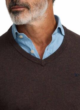Brown Pullover Silbon V-Ausschnitt für Herren
