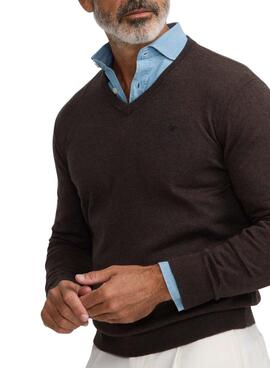 Brown Pullover Silbon V-Ausschnitt für Herren