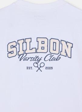 T-shirt Silbon Varsity Club in weiß für Herren