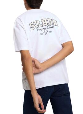 T-shirt Silbon Varsity Club in weiß für Herren