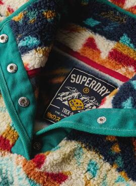 Polar Superdry Bedrucktes Henley Ethno Grün für Damen