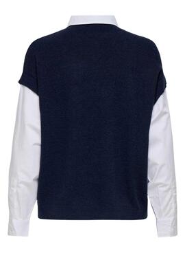 Pullover Only Payson Combo-Shirt und Weste in Marineblau für Damen