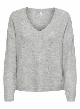 Pullover Only Onlarizona Hellgrau Pailletten für Damen