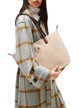 Handtasche Tote Tommy Hilfiger Popette in Beige für Damen.