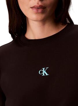 T-Shirt Calvin Klein Jeans Satin Ombre Graphic schwarz für Damen
