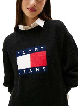 Kleid Tommy Jeans Flag Schwarz für Damen