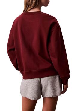 Sweatshirt Calvin Klein Monologo French Terry Bordeaux für Damen