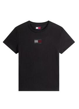 T-Shirt Tommy Jeans Party Flag Schwarz für Damen