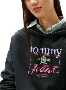 Sweatshirt Tommy Jeans Crest Flag Schwarz für Damen