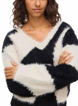 Vila Nuo Schwarz-Weiß Pullover für Damen