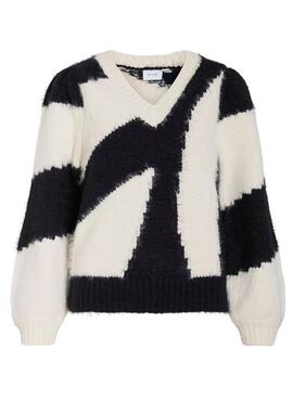 Vila Nuo Schwarz-Weiß Pullover für Damen