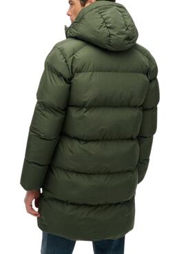Herren Superdry Kapuzen-Sportpuffe in mittlerer Größe, grün gepolsterte Jacke