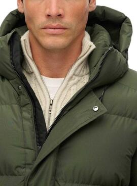 Herren Superdry Kapuzen-Sportpuffe in mittlerer Größe, grün gepolsterte Jacke