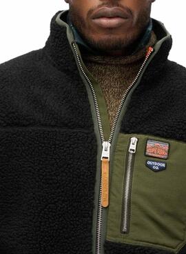 Polar Superdry Vintage Retro Full Zip schwarz für Männer