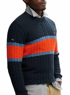 Superdry Cotton Stripe Cable Marine Jersey für Herren