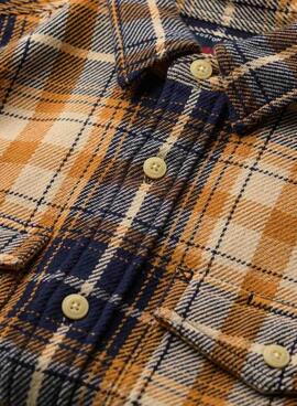 Hemd Superdry Merchant Heavy Checked Flanell Gelb für Herren