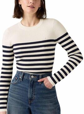Levis Adrienne gestreiftes Pullover in Weiß und Blau für Damen